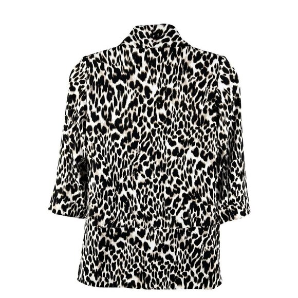 Calvin Klein Womens S Leopard Print Open Cardigan 3/4 Sleeves Oversized Blazer - Picture 2 of 16